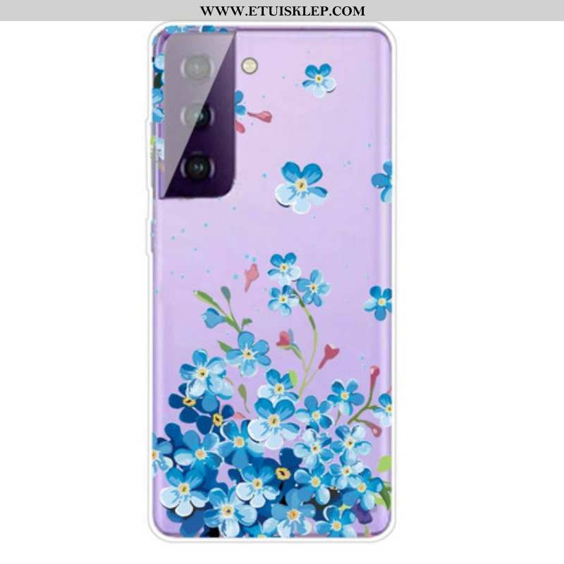 Etui do Samsung Galaxy S21 5G Niebieskie Kwiaty